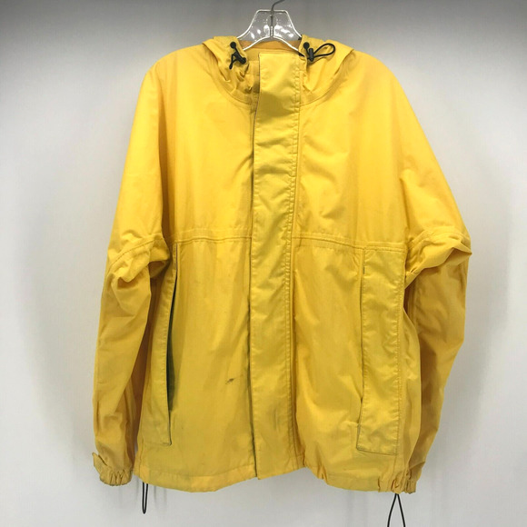 Eddie Bauer Other - Eddie Bauer Jacket Mens Medium Yellow Nylon Hooded Lightweight Rain Softshell